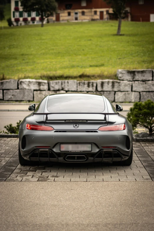 the rear view of a car on a road