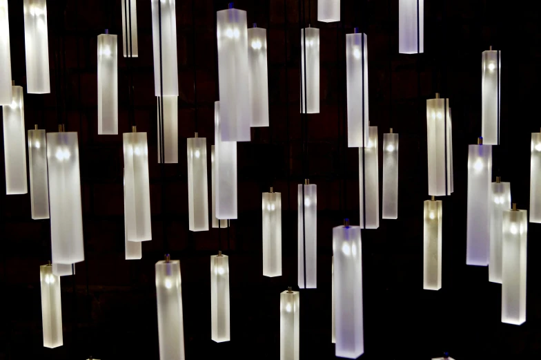 an art installation consisting of rectangular and rectangle shaped lights