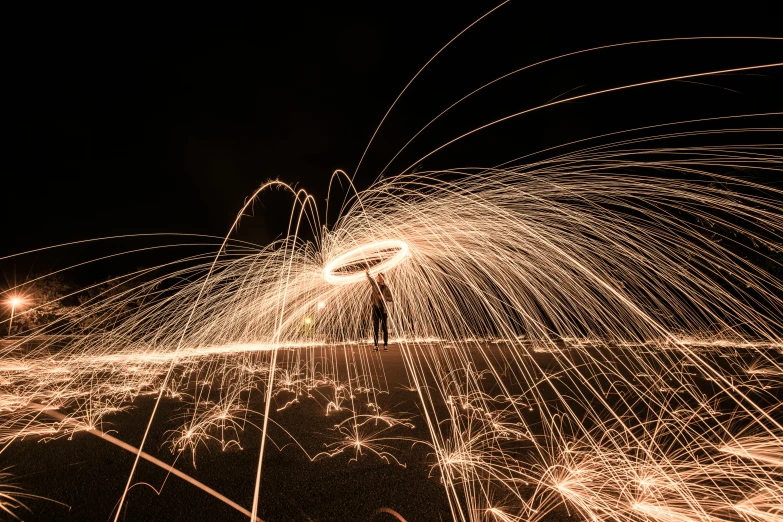 the long exposure was created with lights that are reflected in the glass