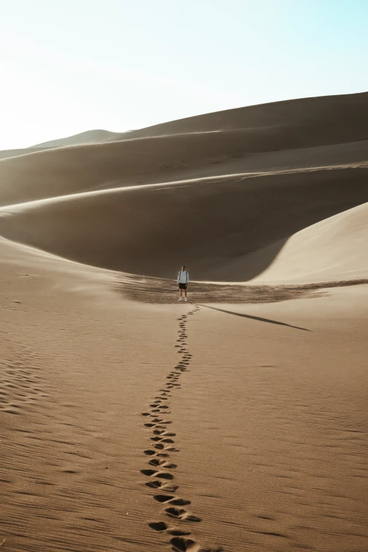 two people in a desert area are walking away