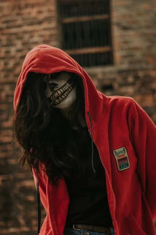 a woman with a painted skull on her face