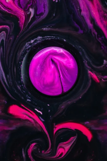 purple and black art with red swirls in it
