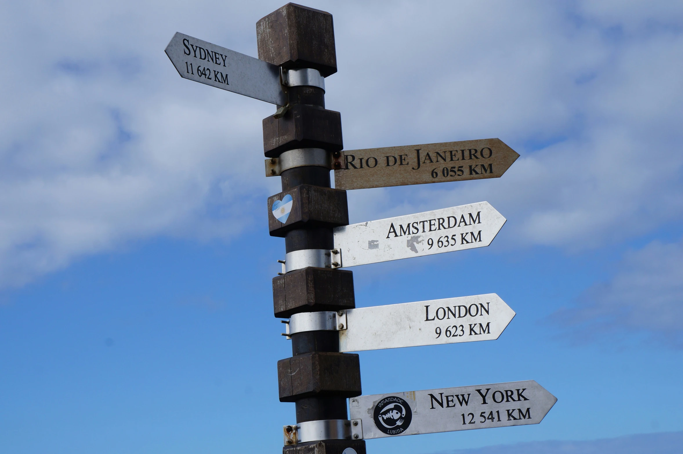 a pole that has several signs on it