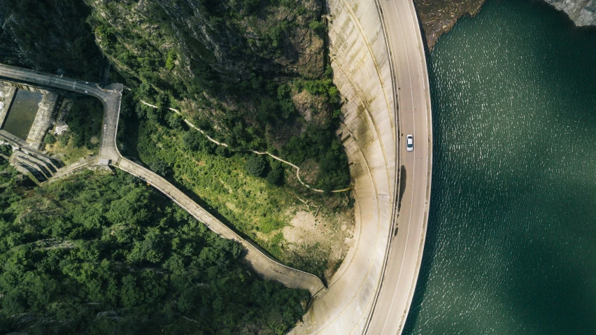 aerial pograph of the road from a height - level view