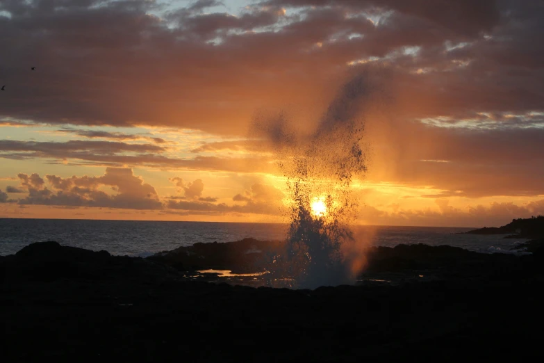 some very pretty sun setting with some big water spraying up