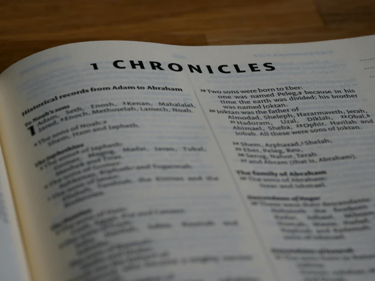 an open book with a page about the words chroncles