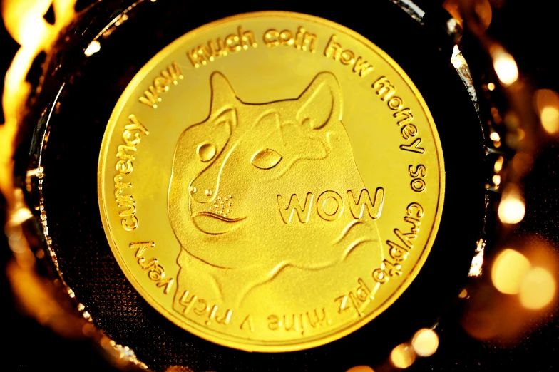 a close up po of a golden coin