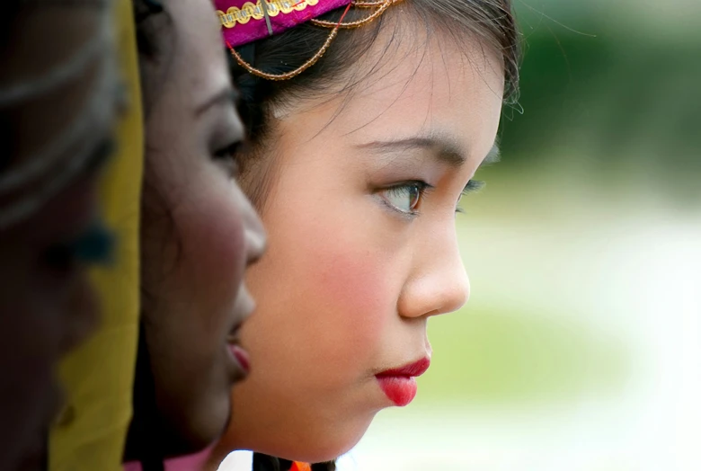young women with beautiful headgear and headdress