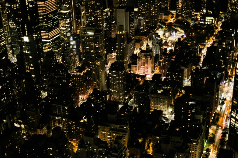 a cityscape is shown at night with lots of lights