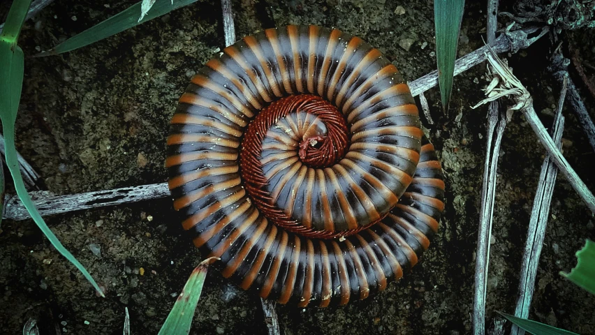 a large brown and white object in the grass