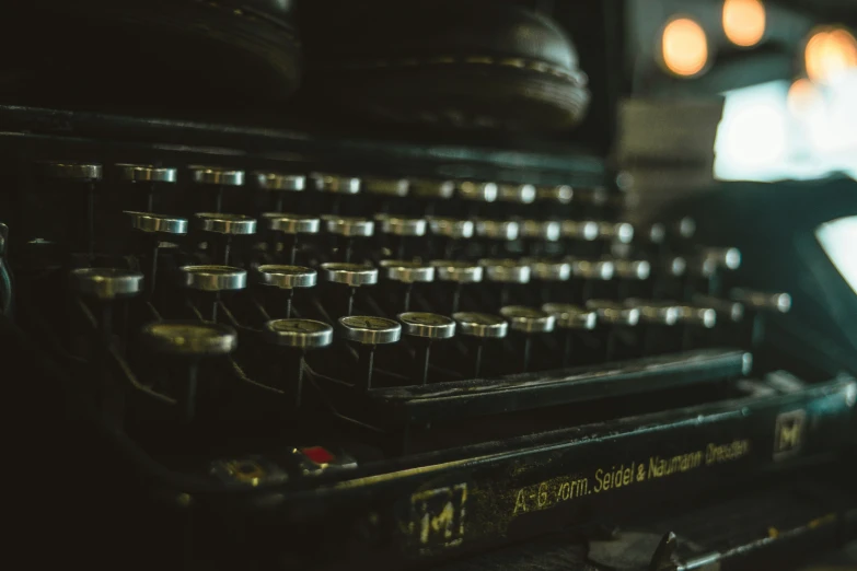 close up s of a typewriter at night