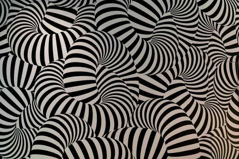 a black and white pattern with several wavy shapes