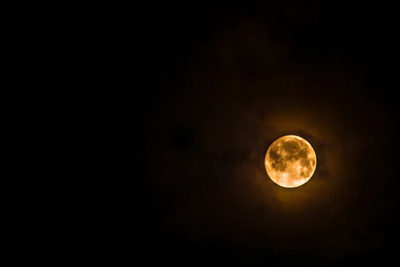 a full moon seen from the ground in the dark sky