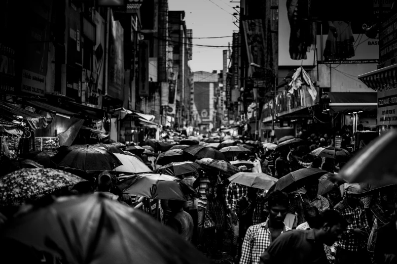 several people standing under umbrellas in the street