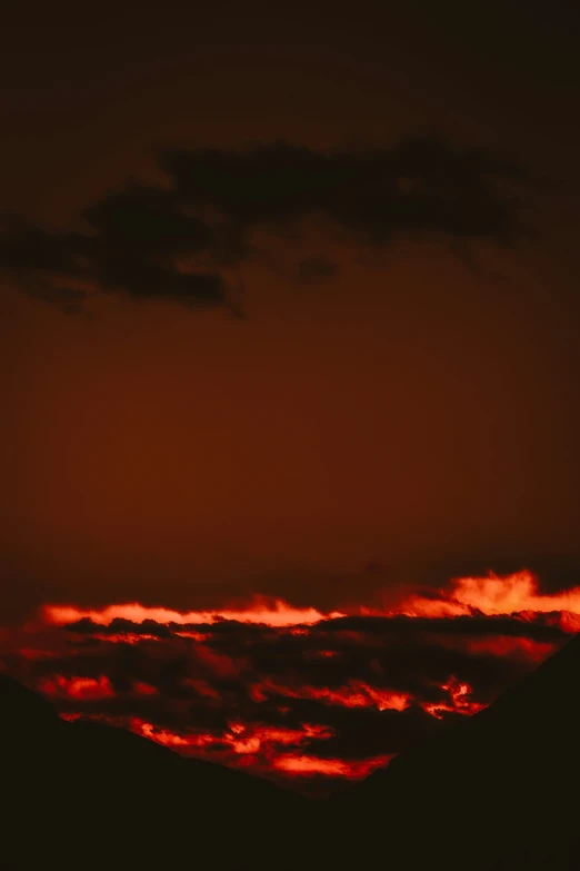 a distant po of dark sky and red clouds