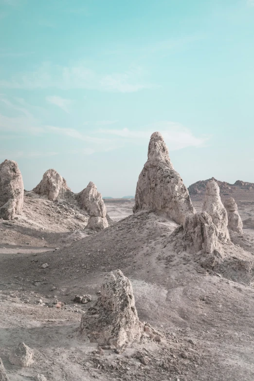 the small desert is covered in strange rocks