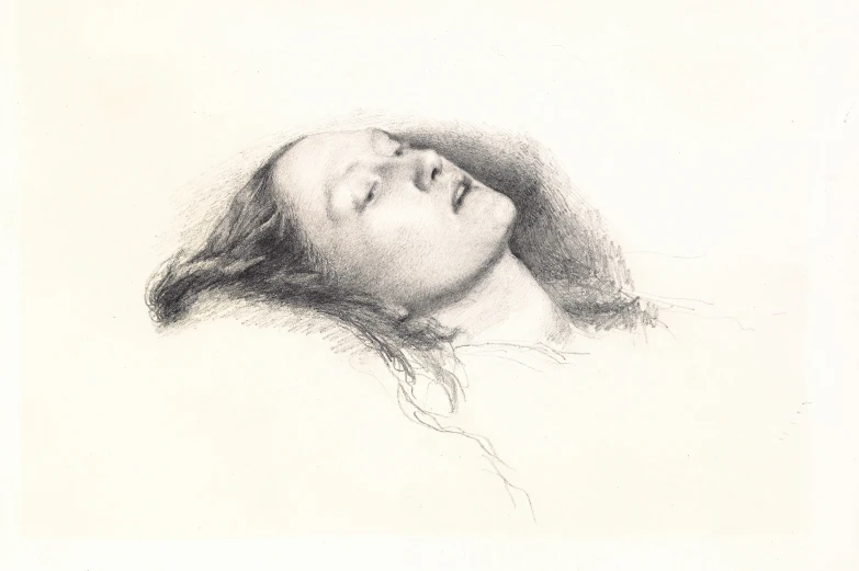 an image of the head of a woman in black ink