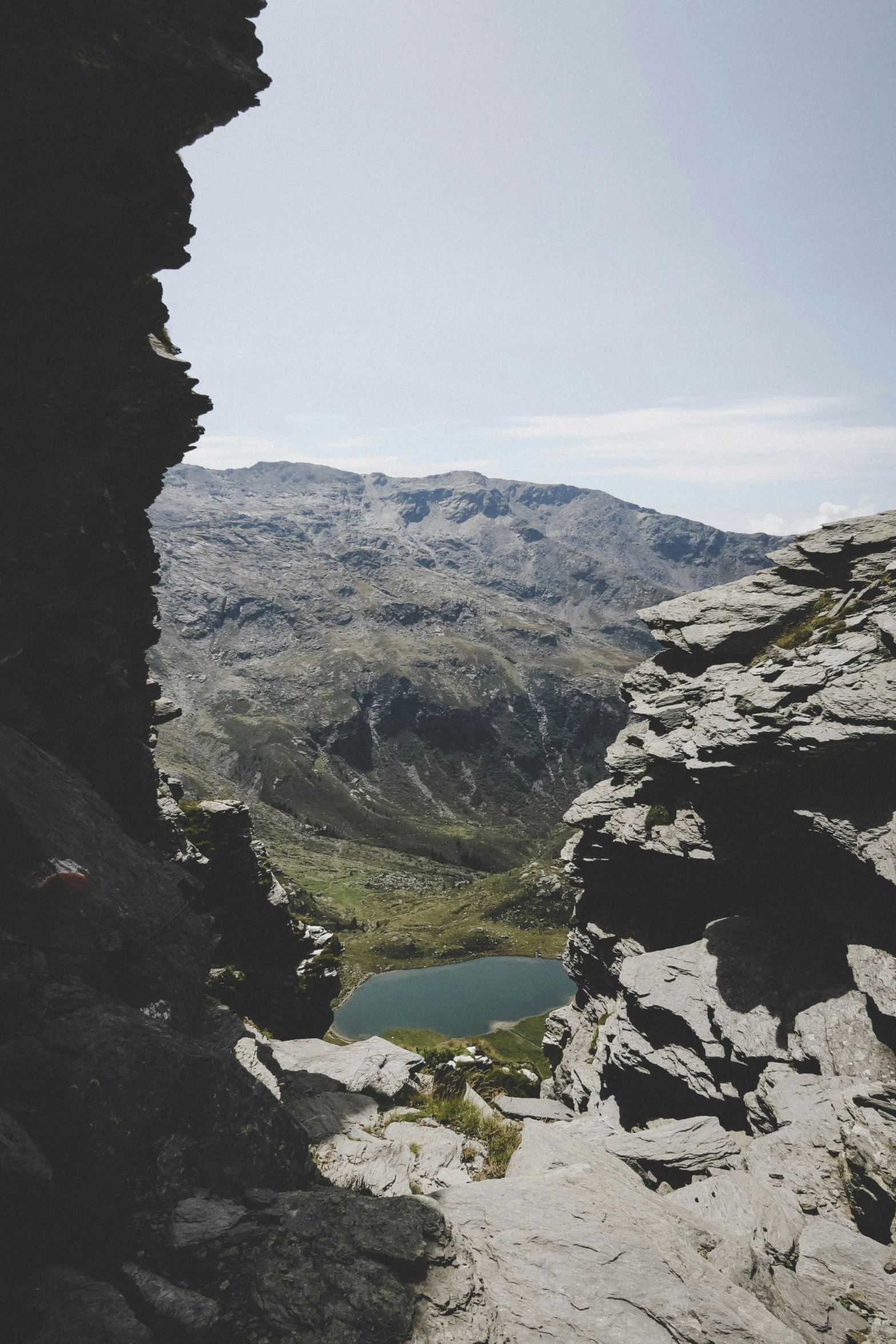 an area that looks very scenic with some hills and a body of water