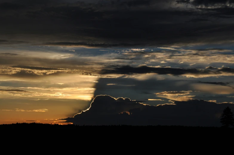 a po of the sunset with dark clouds