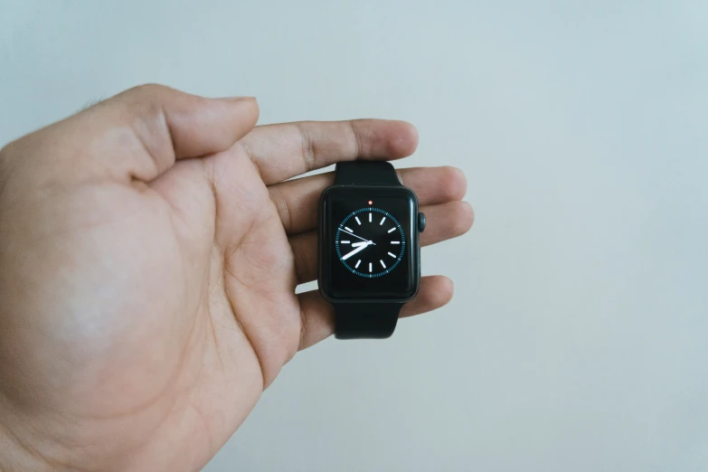 a person's hand holds a watch and a camera