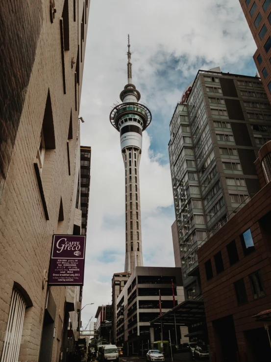 an overview s of an urban setting and a building with a tall spire