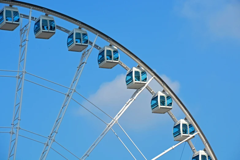 an empty ferris wheel is on a clear day