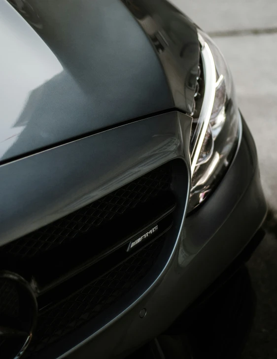 a close up s of the front bumper on a black car