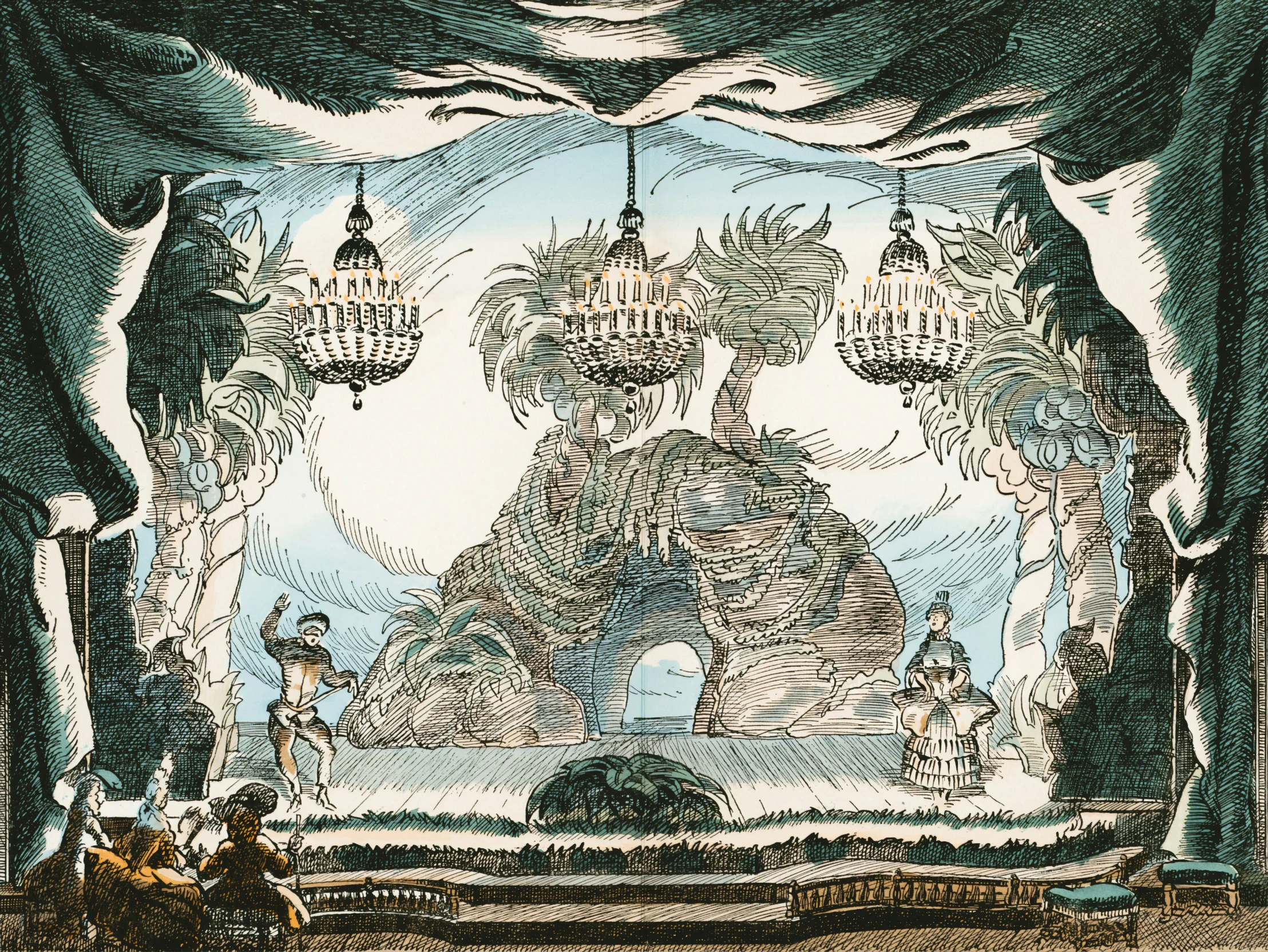 illustration of an ornate scene in a theater