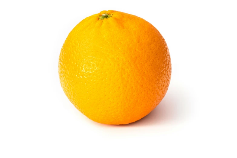 there is a orange sitting in front of the camera