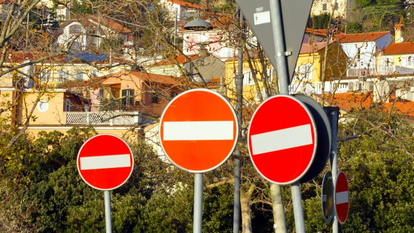 a group of different signs next to each other