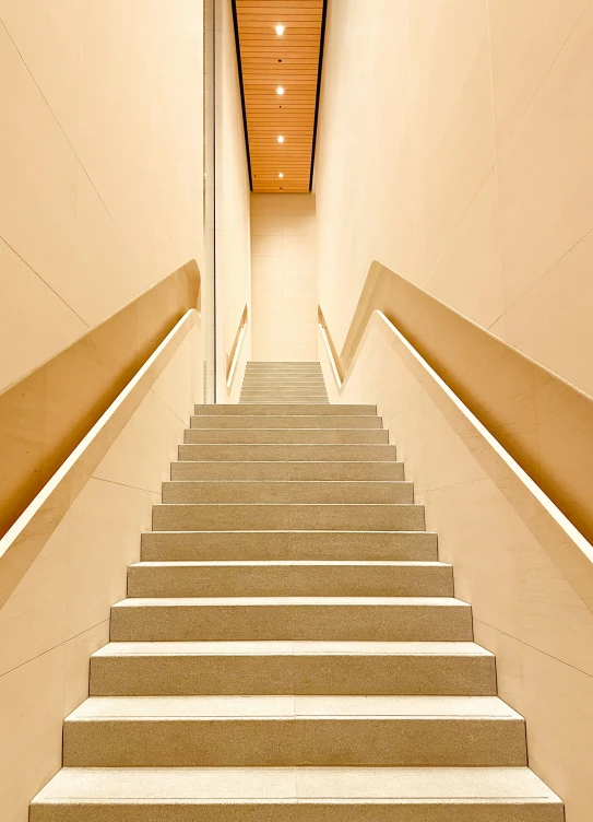 a staircase that has many white steps on it