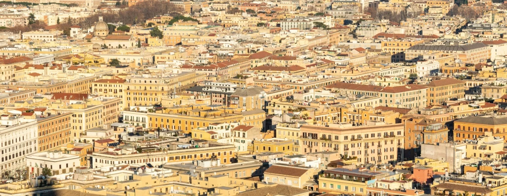 an aerial view of buildings in the city