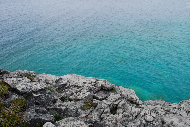 the calm water is very clear on this sunny day