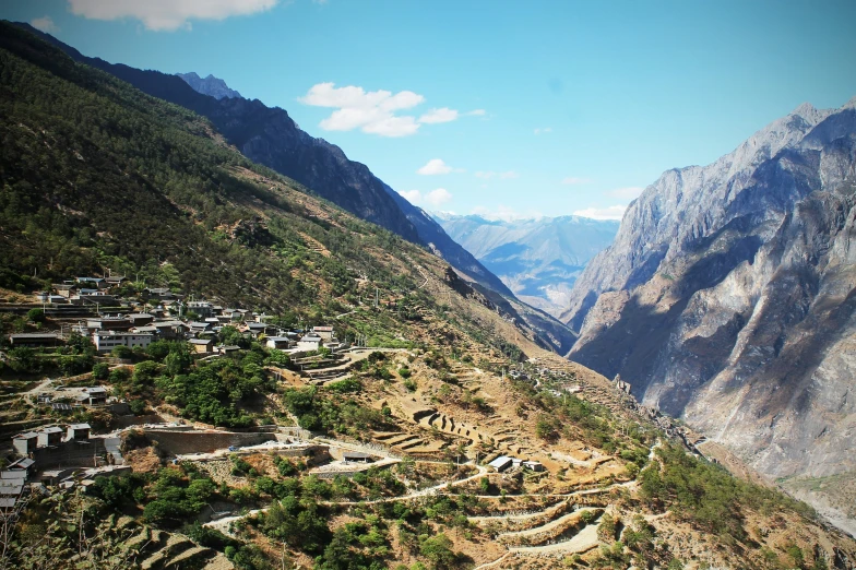 an empty village nestled high up in the mountains