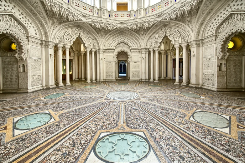 an inside s of a building with fancy ornaments