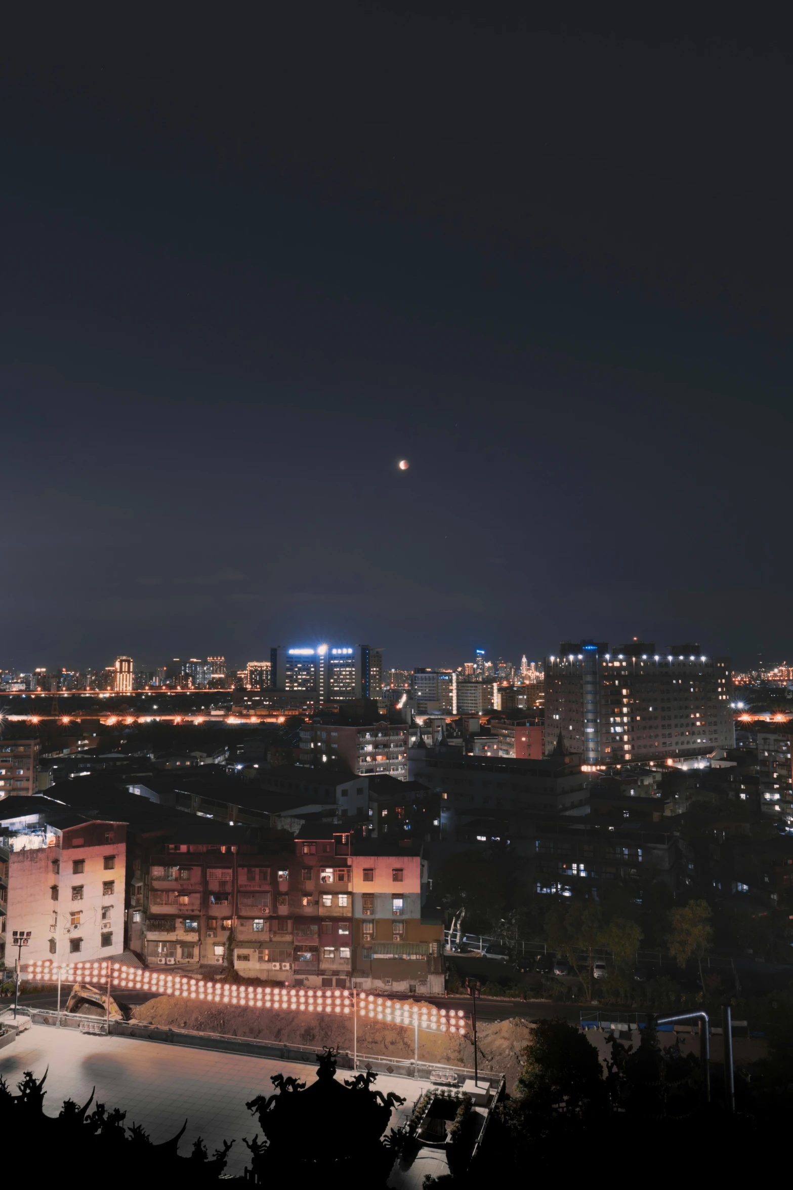 the skyline of a city at night