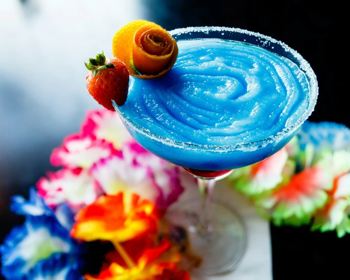 the frosty martini is blue and ready to drink