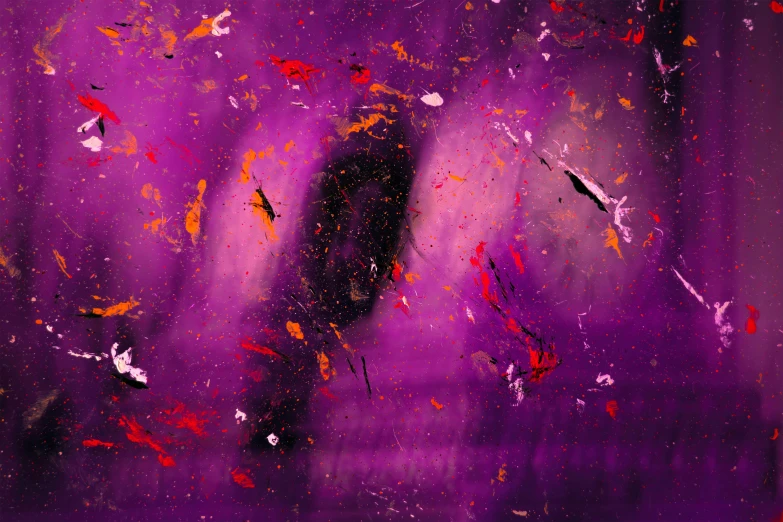 a painting with a purple and orange color scheme