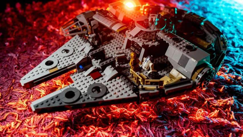 a very small star trek ship made out of lego blocks