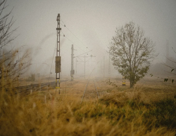 an image of a misty countryside scene in the day