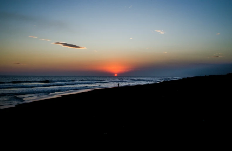 the setting sun as seen from the beach