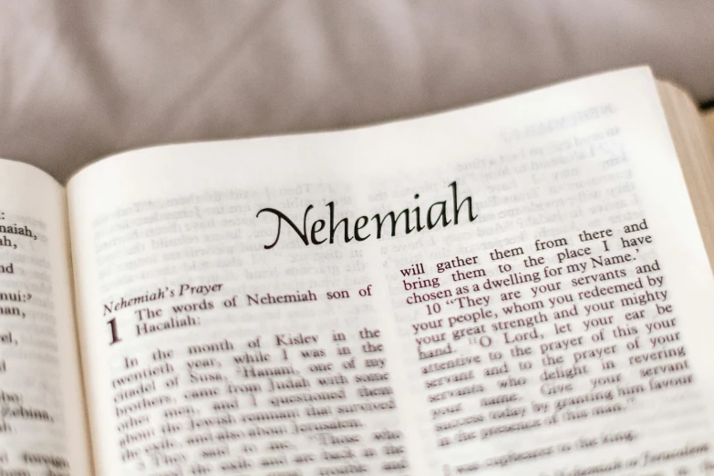 the word nehemn displayed in a book