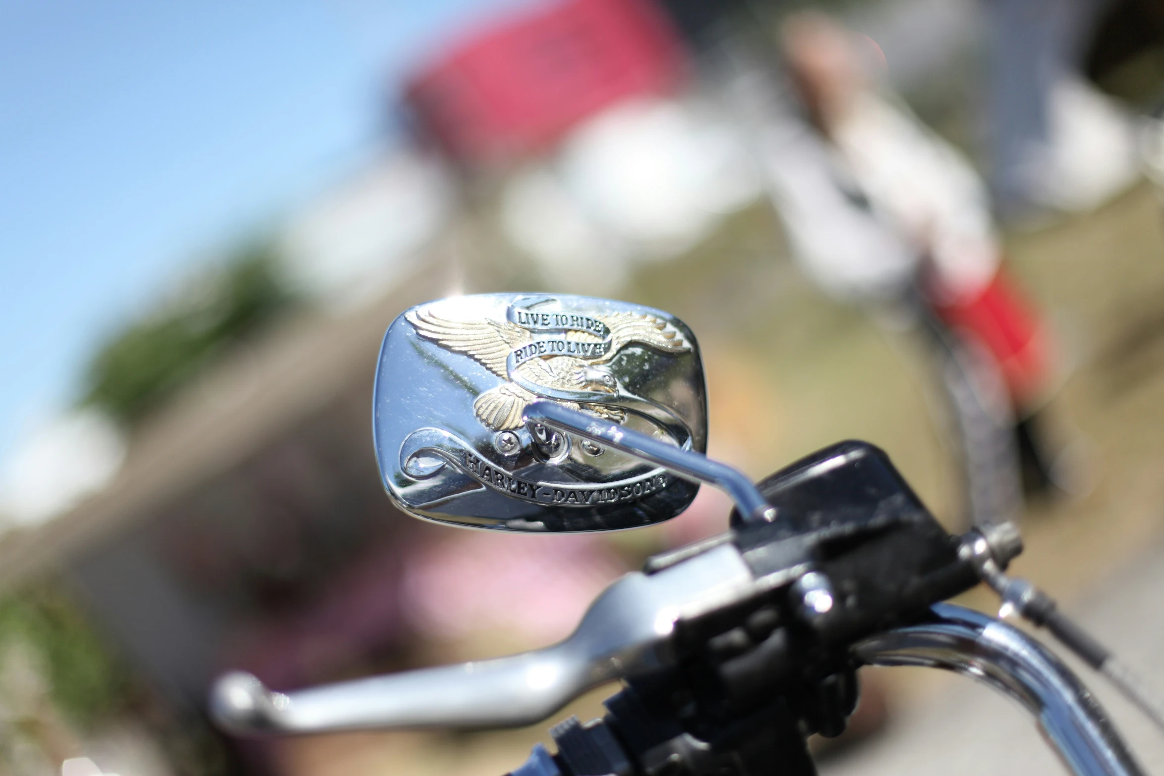 the view from inside the mirror on a motorcycle