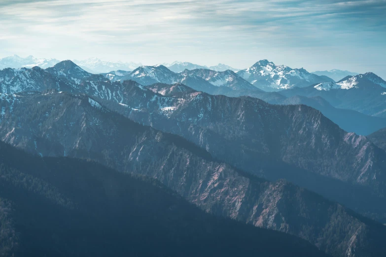 snow covered mountains from the air