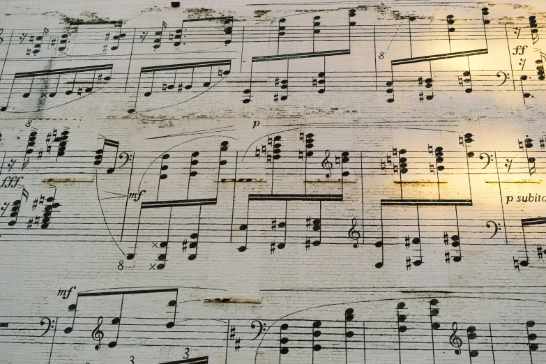 a white sheet with musical notes on it