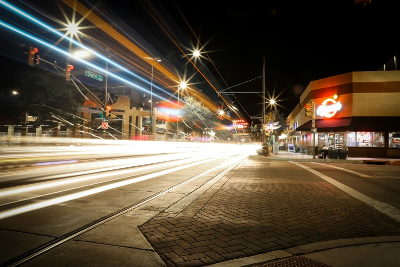 the view of street lights during the night