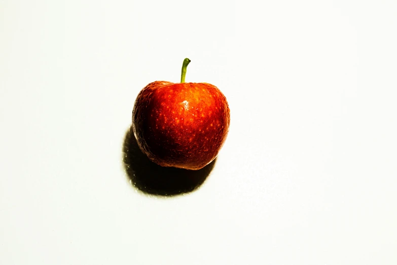 an apple is shown with its shadow on the ground