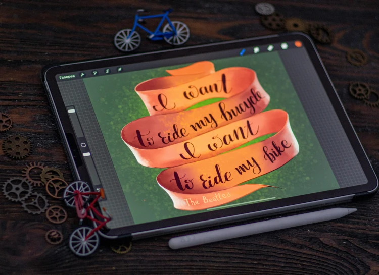 a tablet with writing on the screen