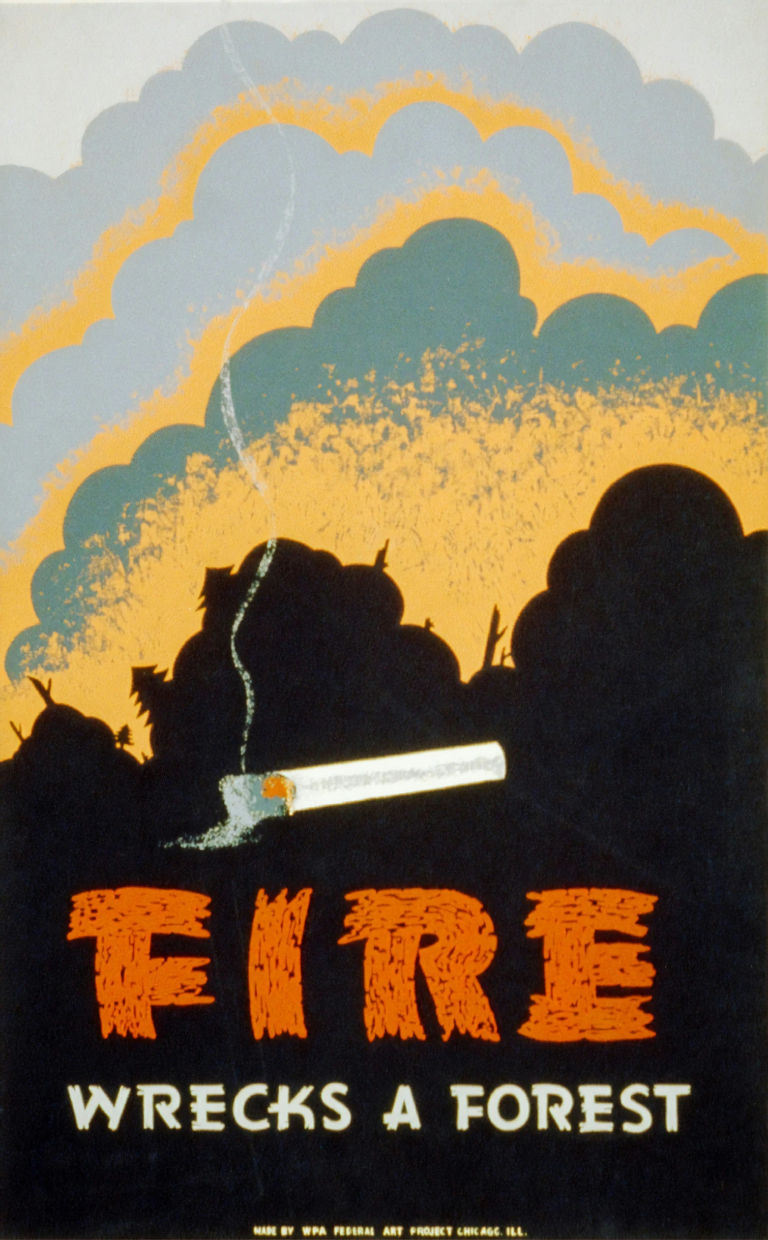 a poster advertising fire cigarettes at sunset