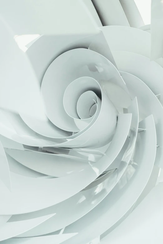 the bottom view of a very large white paper sculpture